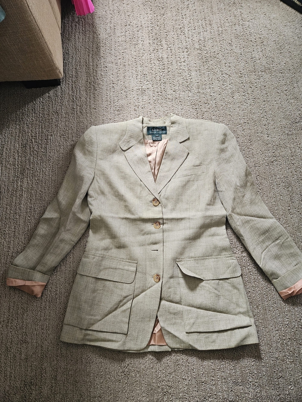 Polo by Ralph Lauren Light Beige Blazer with Pink Lining